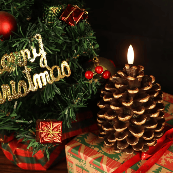 Flameless Pinecone Candles