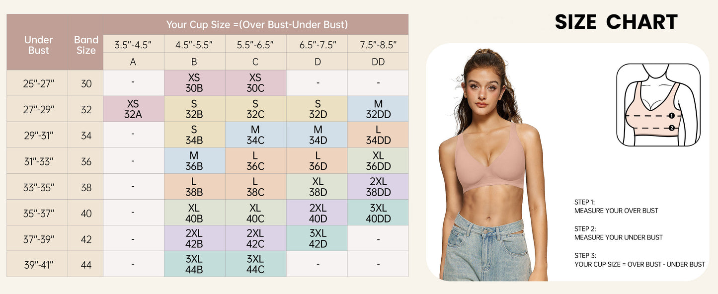 Seamless Deep V Push-Up Wireless Bra