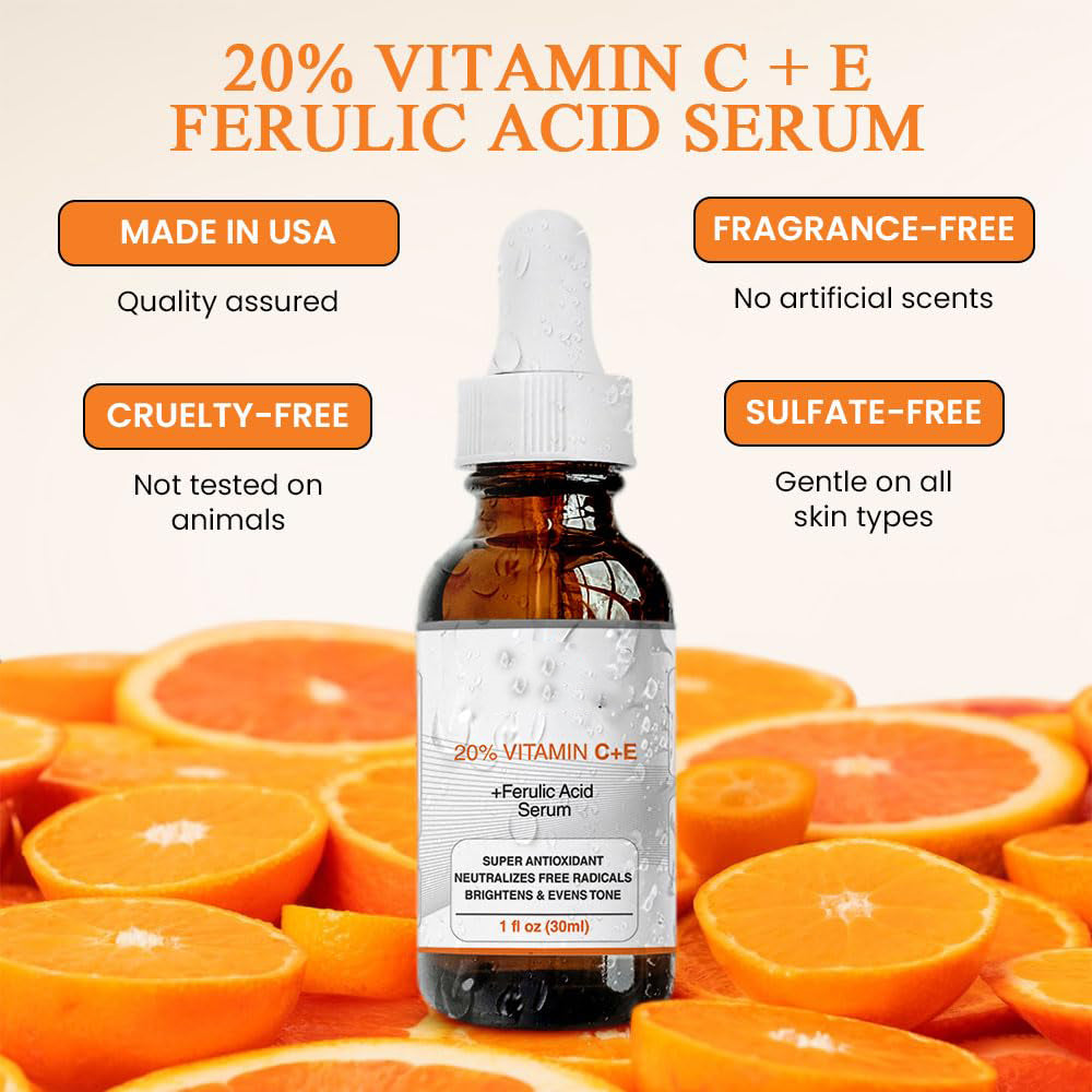 Vitamin C E Ferulic Acid Serum , All Skin Types Skincare Comfort Brighter Plumper