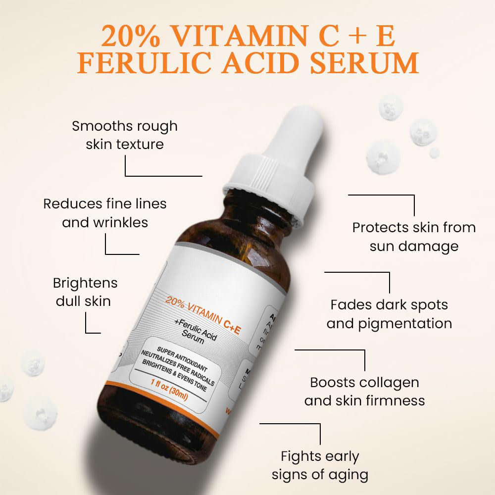 Vitamin C E Ferulic Acid Serum , All Skin Types Skincare Comfort Brighter Plumper