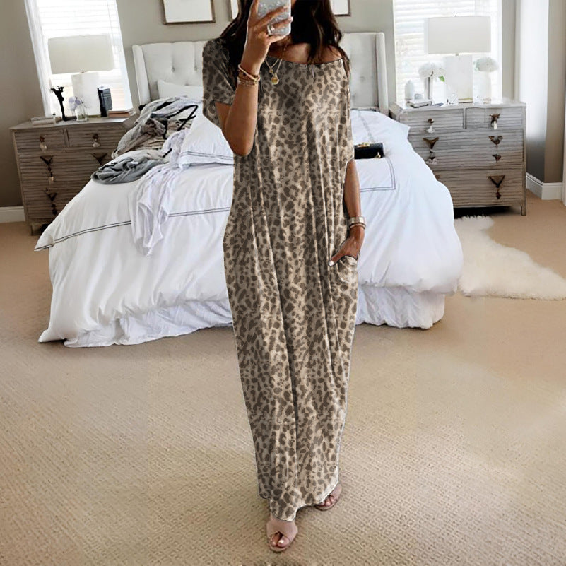 Off-Shoulder Batwing Sleeve Maxi Lounge Dress