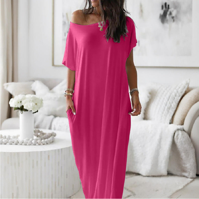 Off-Shoulder Batwing Sleeve Maxi Lounge Dress