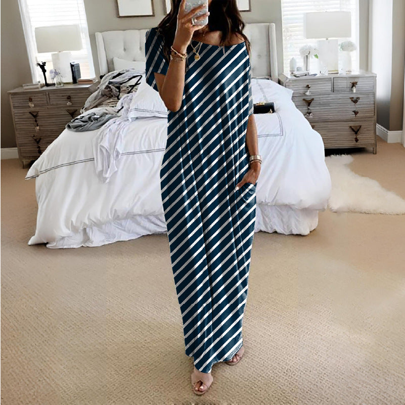 Off-Shoulder Batwing Sleeve Maxi Lounge Dress