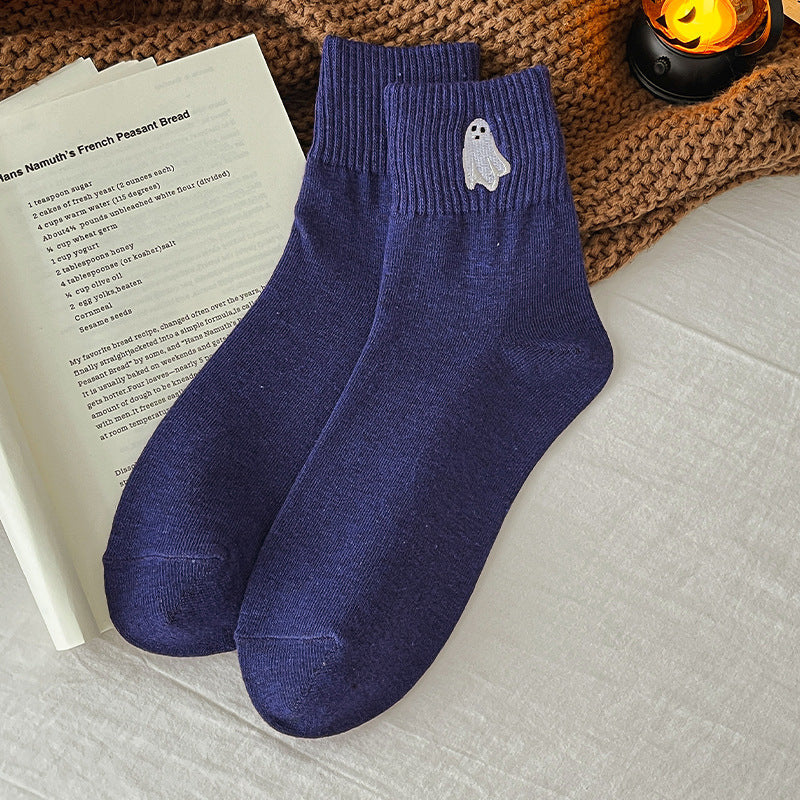 š„LAST DAY 50% OFF -š Viral Halloween Embroidered Crew Socks ā Cute Spooky Knit Socks | 100% CottonāØ