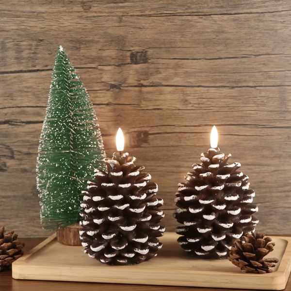 Flameless Pinecone Candles