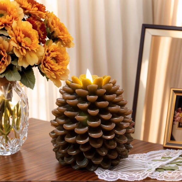 Flameless Pinecone Candles