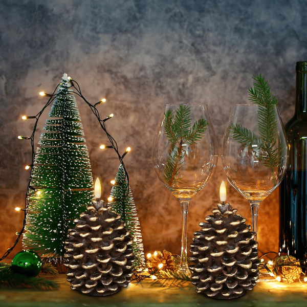 Flameless Pinecone Candles