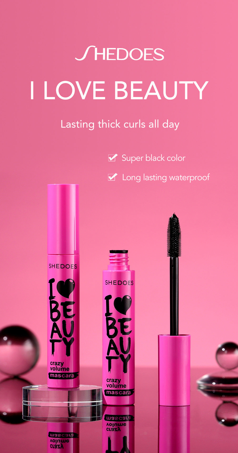 🎀Volume Mascara for Barbie Effect Lashes, Curled and Long-Lasting