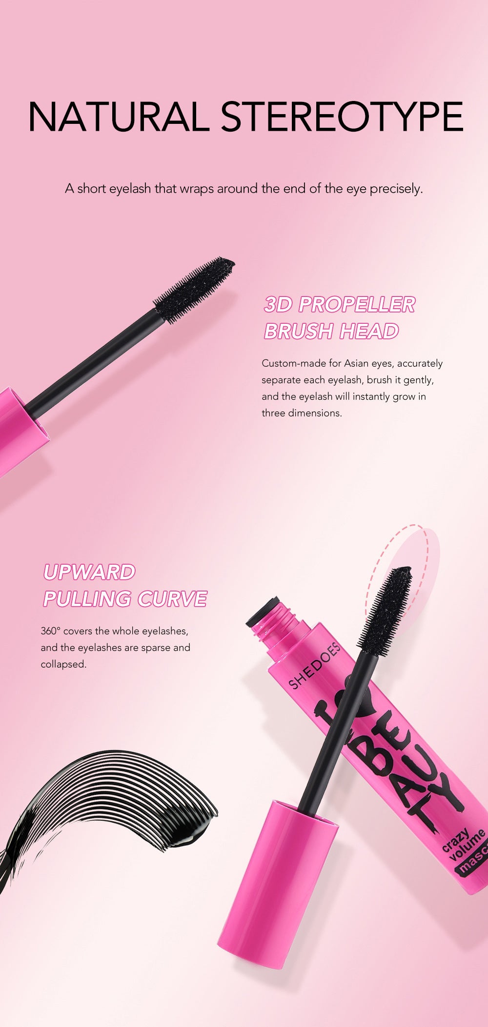 🎀Volume Mascara for Barbie Effect Lashes, Curled and Long-Lasting
