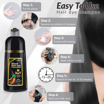 3-in-1 Instant Black Hair-Dye Shampoo 500ML