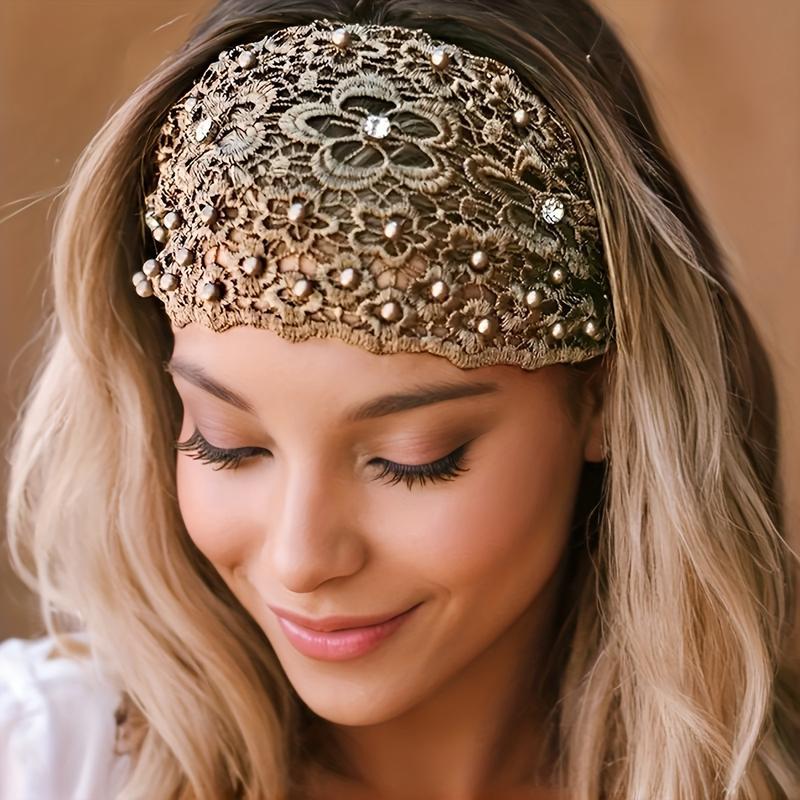Boho Headbands,Pearl Lace Headband