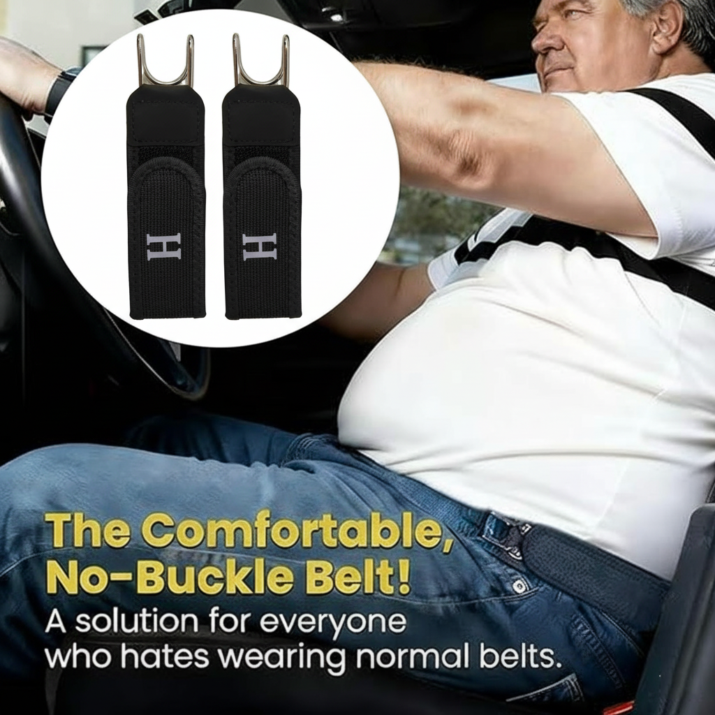 Tactical Metal Hook Elastic Belt (Unisex) - Patented No - Buckle Invisible Design | Soft Adjustable Side