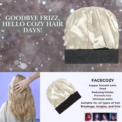 Winter Hair Care Satin Lined Beanie,Reduce Frizz,Anti-Static,Maintain Hairstyle, Keep Hair Smooth