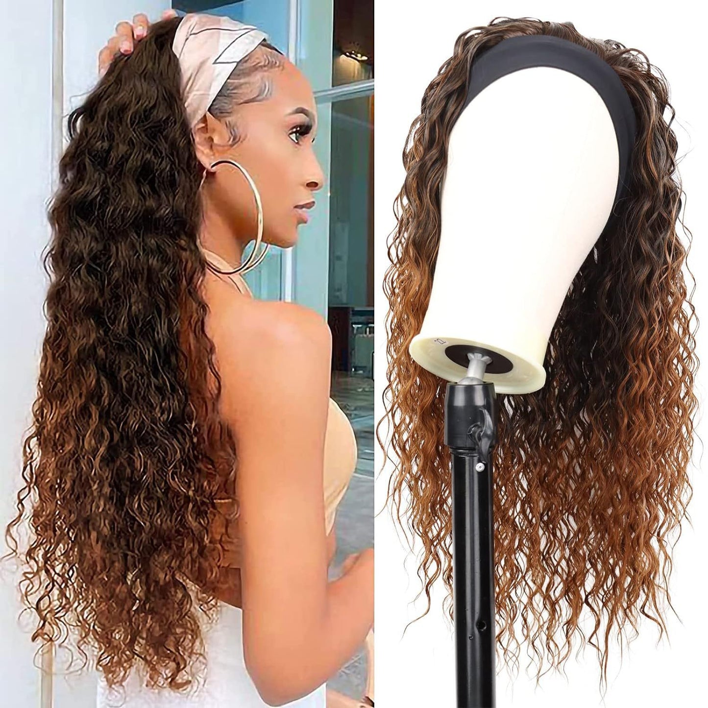 Ice Silk Headband Wig-100% Human Hair, Real Look