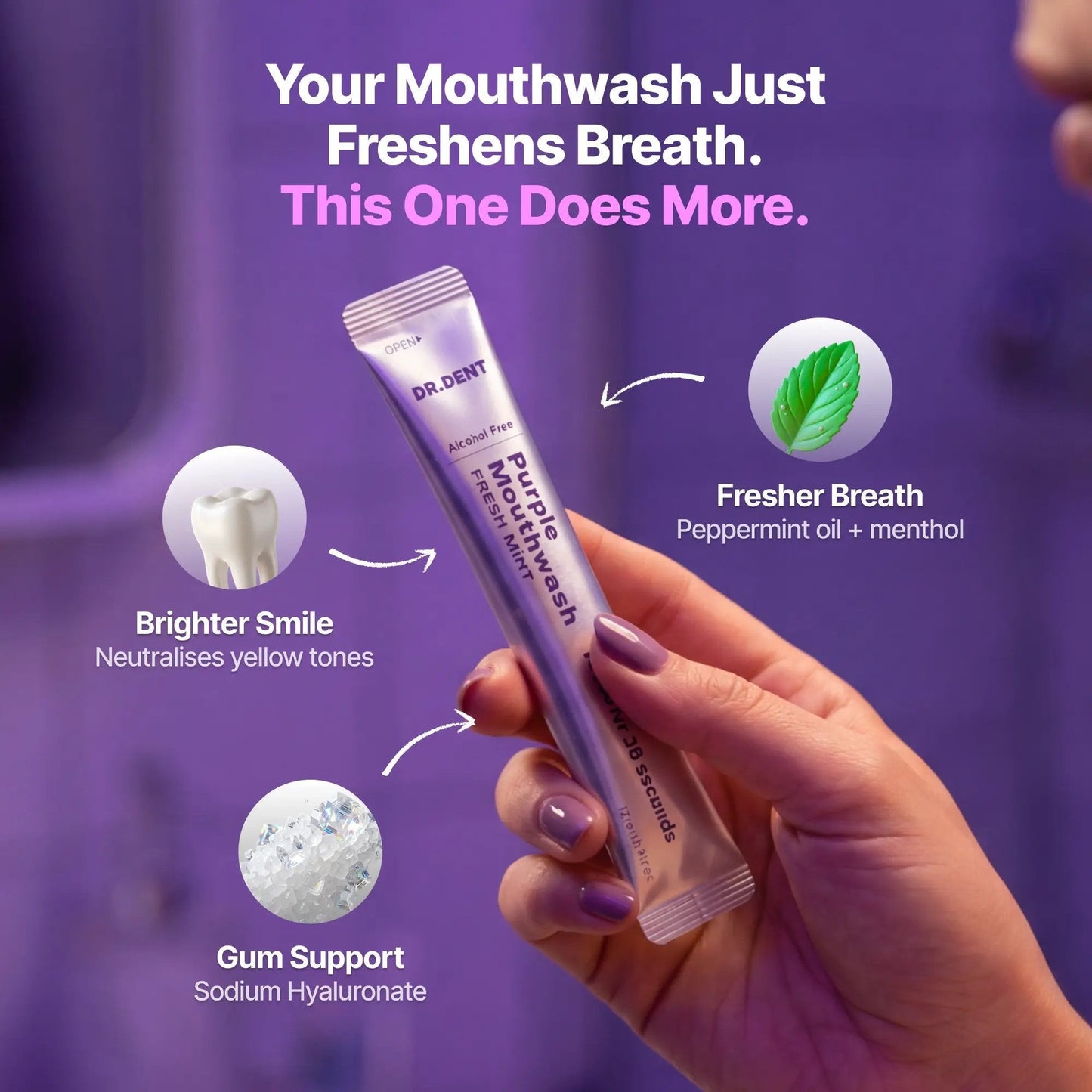 💜Purple Mouthwash Sachets 😁✨ No peroxide. No sensitivity. Just instant brightness.