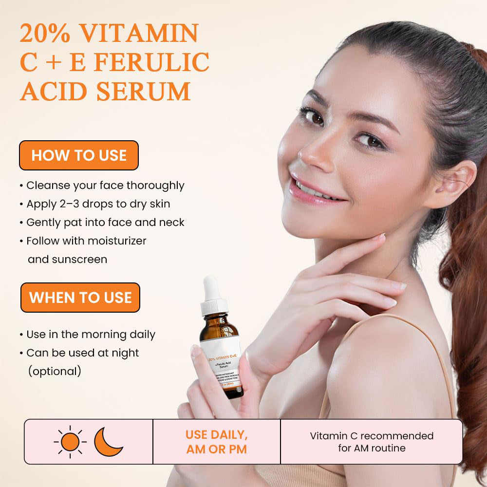 Vitamin C E Ferulic Acid Serum , All Skin Types Skincare Comfort Brighter Plumper