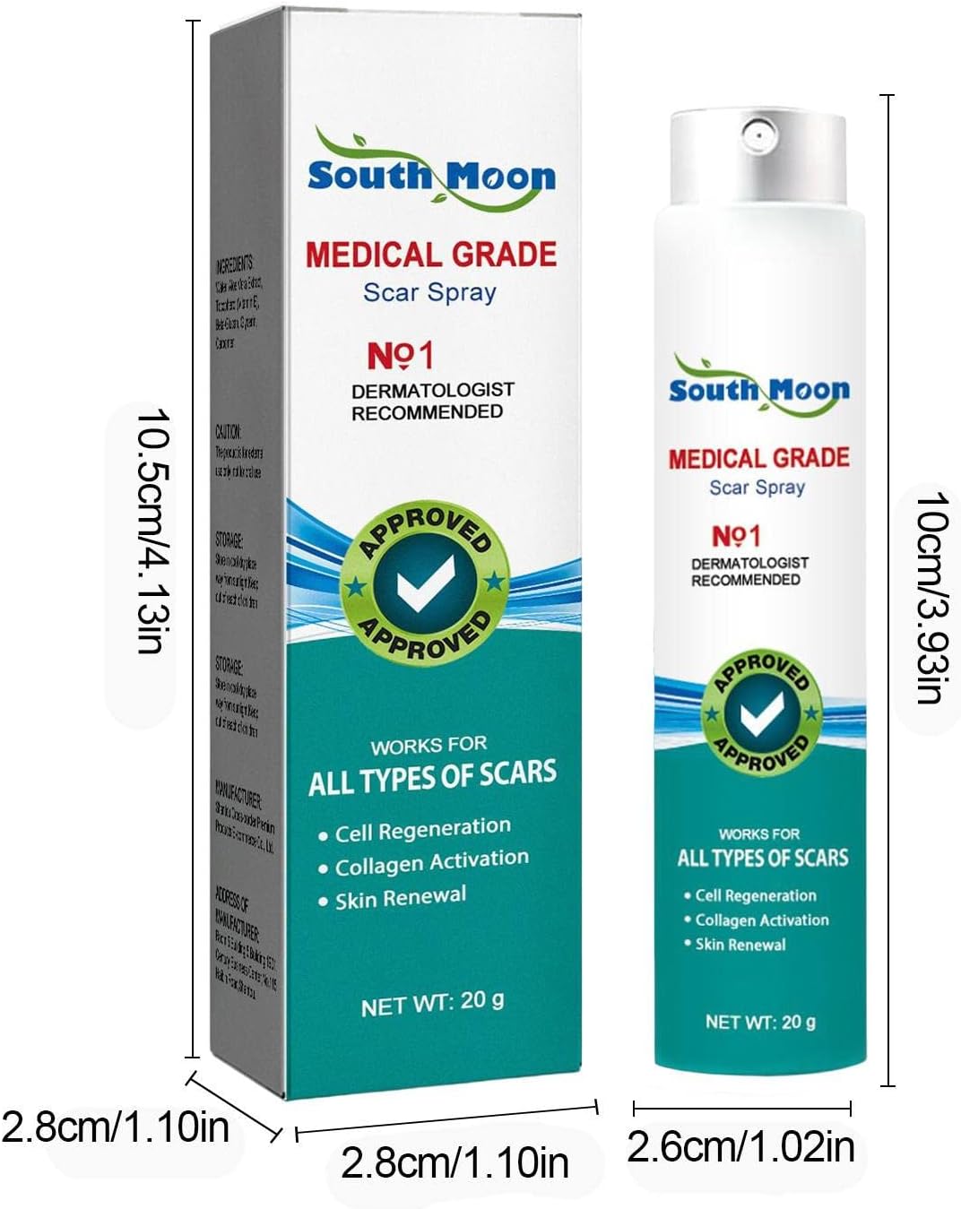 Advanced Scar Spray For All Types of Scars - For example Acne Scars, Surgical Scars and Stretch Marks