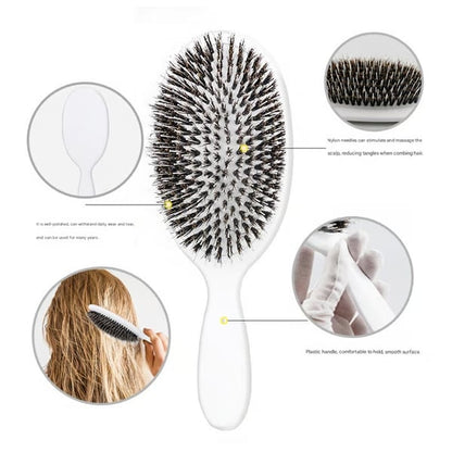 Viral World Paddle Brush - Boar Bristle Brush with Nylon Bristles and Microsphere Massaging Tips