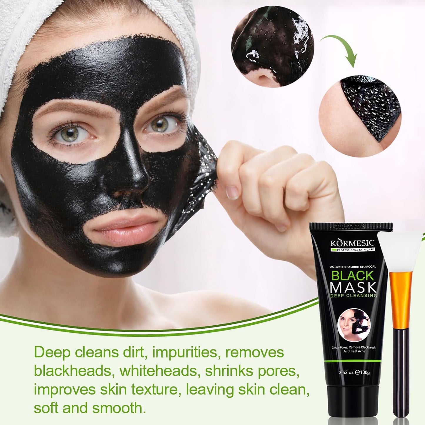 Bamboo charcoal peel-off mask - effectively removes blackheads from pores