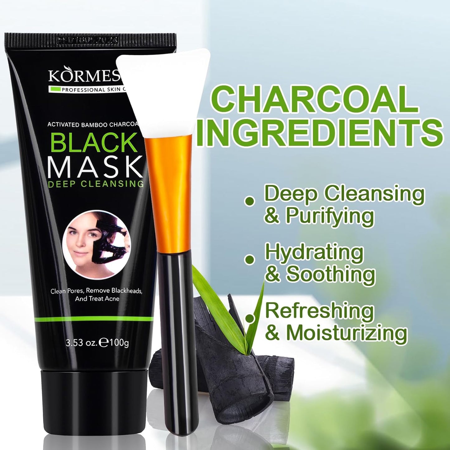 Bamboo charcoal peel-off mask - effectively removes blackheads from pores