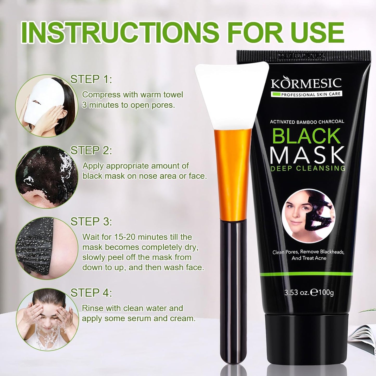 Bamboo charcoal peel-off mask - effectively removes blackheads from pores