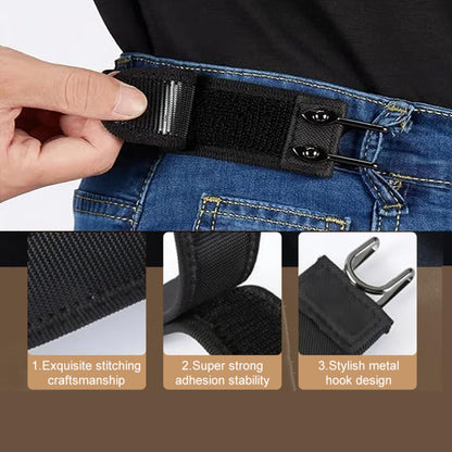 Tactical Metal Hook Elastic Belt (Unisex) - Patented No - Buckle Invisible Design | Soft Adjustable Side