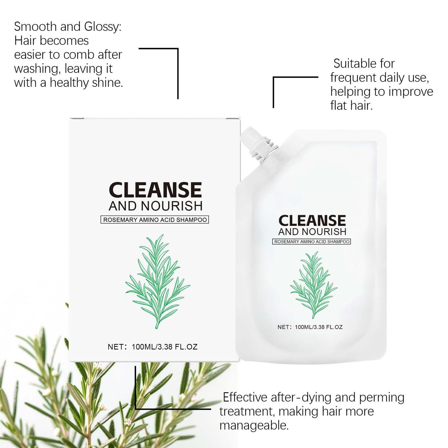 Refreshing Smooth & Glossy Rosemary Hair Growth Shampoo 100ML