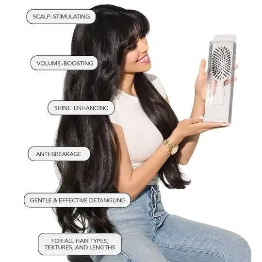 Viral World Paddle Brush - Boar Bristle Brush with Nylon Bristles and Microsphere Massaging Tips