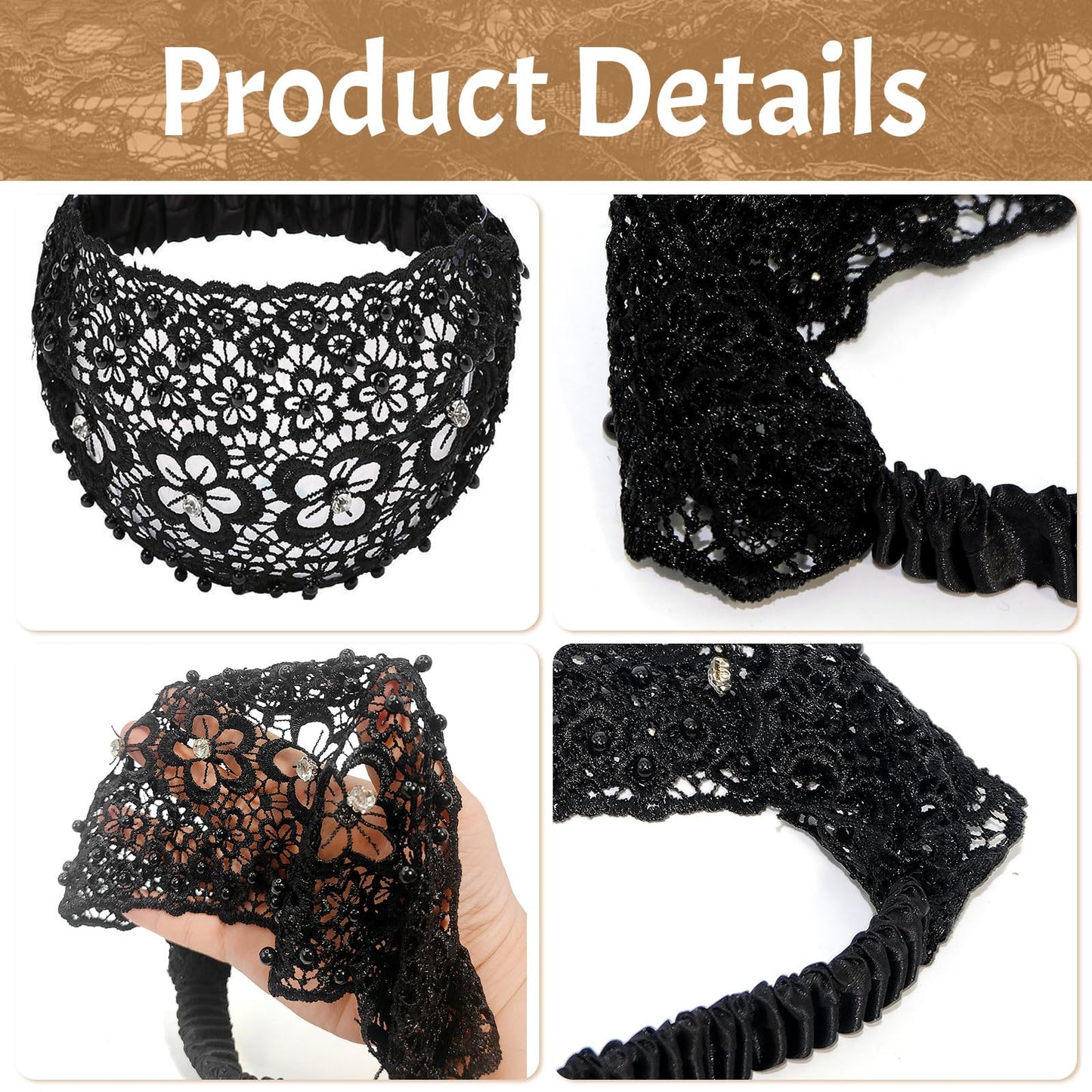 Boho Headbands,Pearl Lace Headband