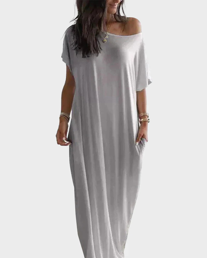 Off-Shoulder Batwing Sleeve Maxi Lounge Dress