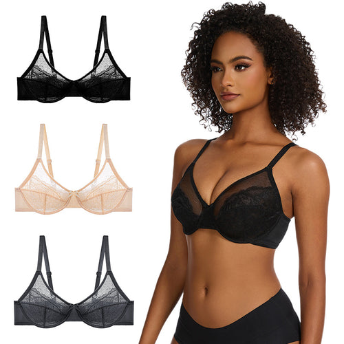 Full Coverage Lace Minimizer Bra - Petal