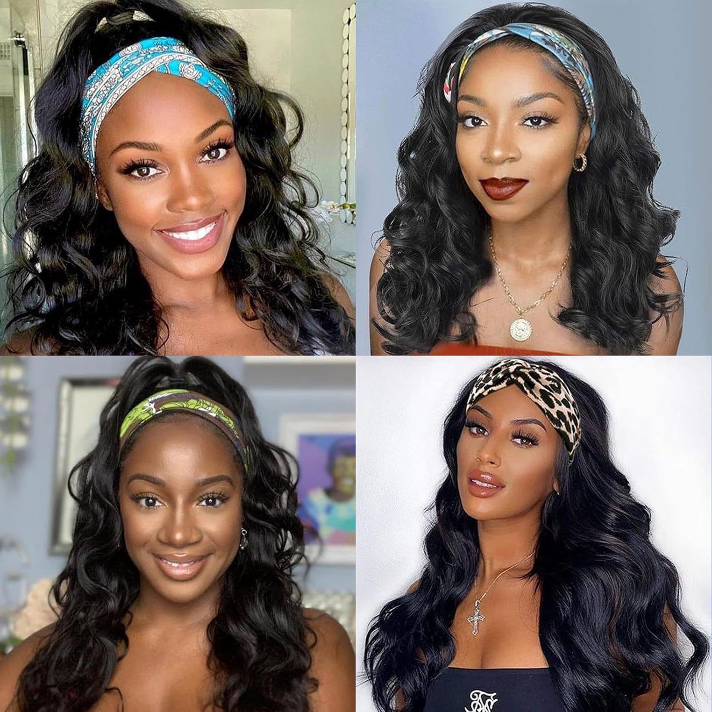 Ice Silk Headband Wig-100% Human Hair, Real Look