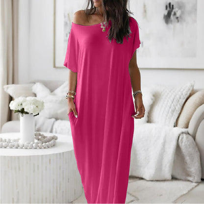 Off-Shoulder Batwing Sleeve Maxi Lounge Dress