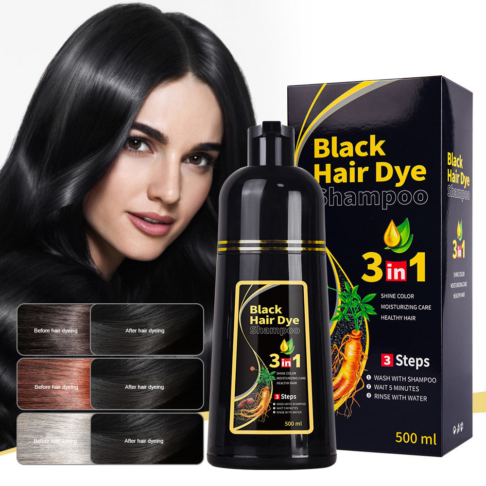 3-in-1 Instant Black Hair-Dye Shampoo 500ML