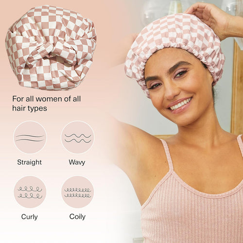 Satin Lined Flexi Shower Cap For Long & Short Hair