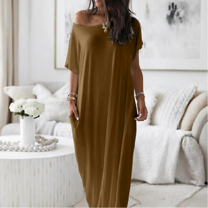 Off-Shoulder Batwing Sleeve Maxi Lounge Dress