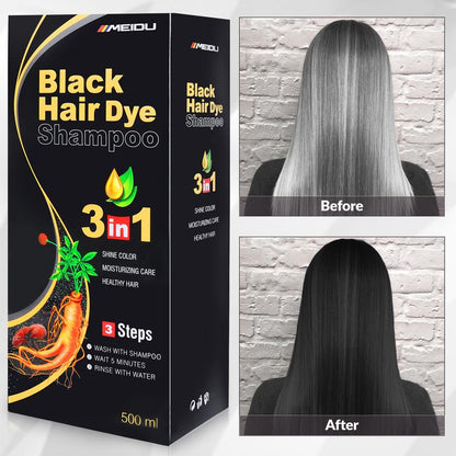 3-in-1 Instant Black Hair-Dye Shampoo 500ML