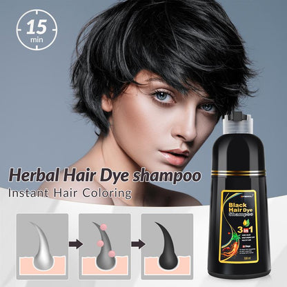 3-in-1 Instant Black Hair-Dye Shampoo 500ML