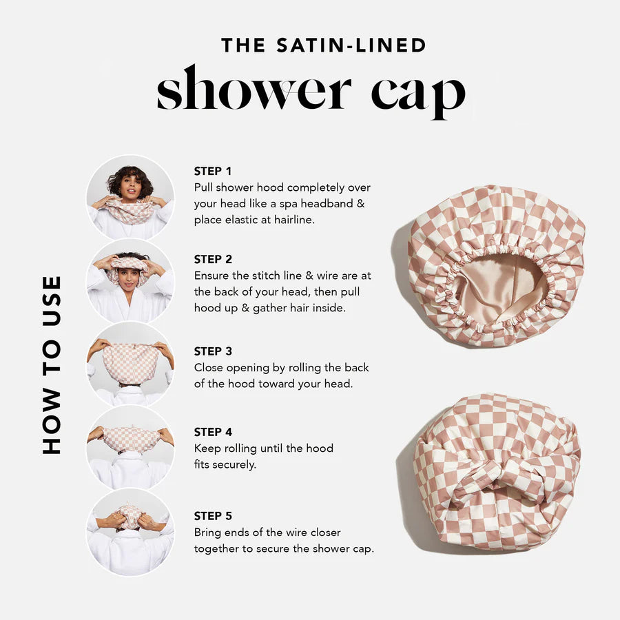 Satin Lined Flexi Shower Cap For Long & Short Hair