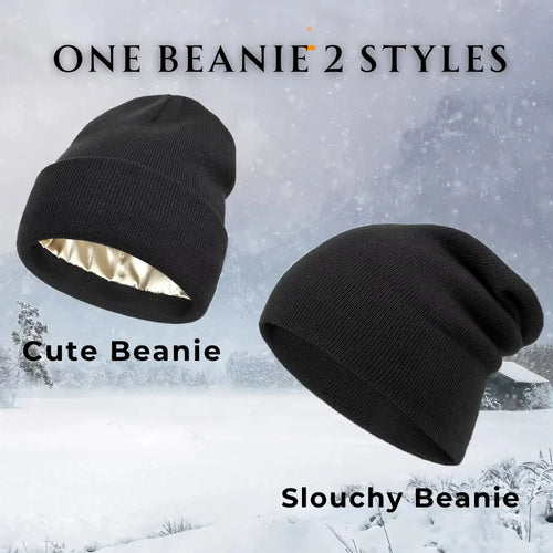 Winter Hair Care Satin Lined Beanie,Reduce Frizz,Anti-Static,Maintain Hairstyle, Keep Hair Smooth