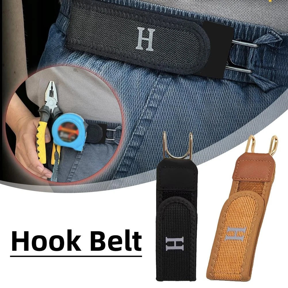 Tactical Metal Hook Elastic Belt (Unisex) - Patented No - Buckle Invisible Design | Soft Adjustable Side