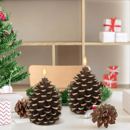 Flameless Pinecone Candles