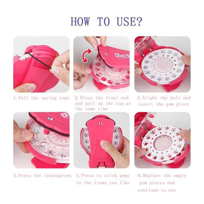 Glitter Diamond Styling Tools Hair Gemstone Styling Set to light up girls' hair, clothes, accessories, No Heat Required Hair Styling Accessories