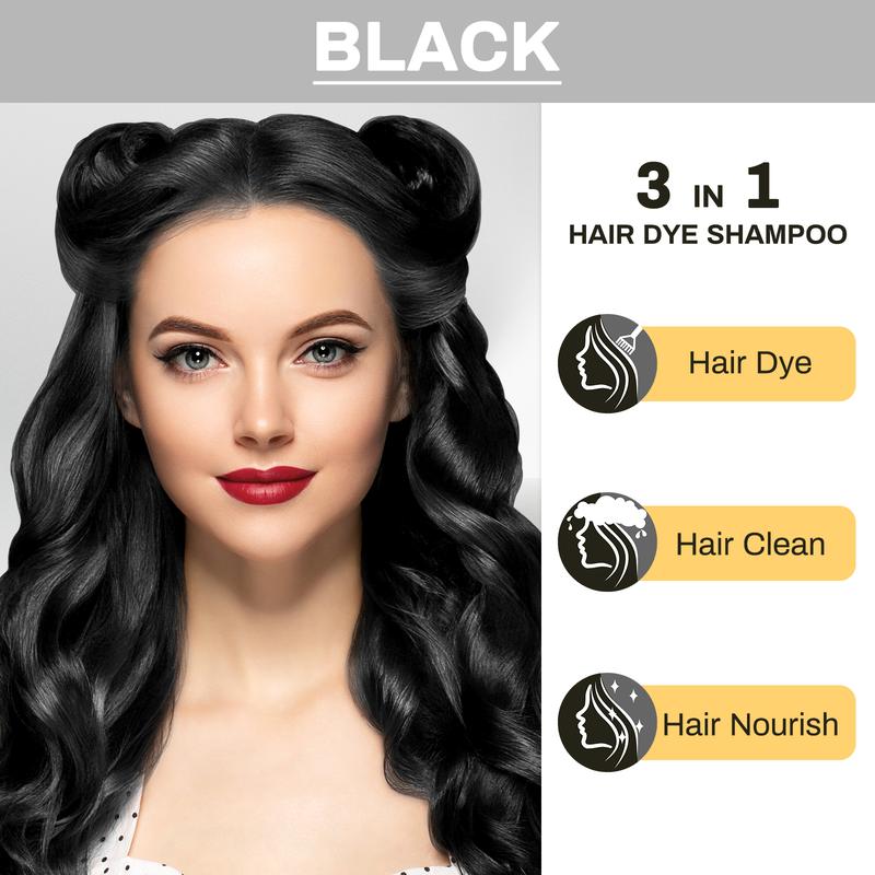 3-in-1 Instant Black Hair-Dye Shampoo 500ML