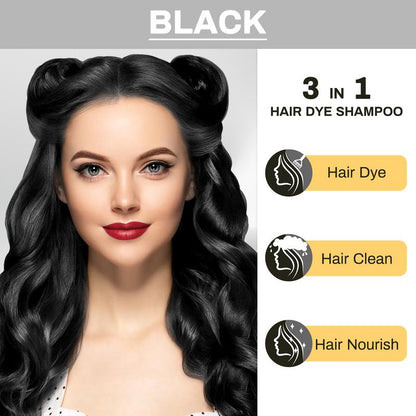 3-in-1 Instant Black Hair-Dye Shampoo 500ML